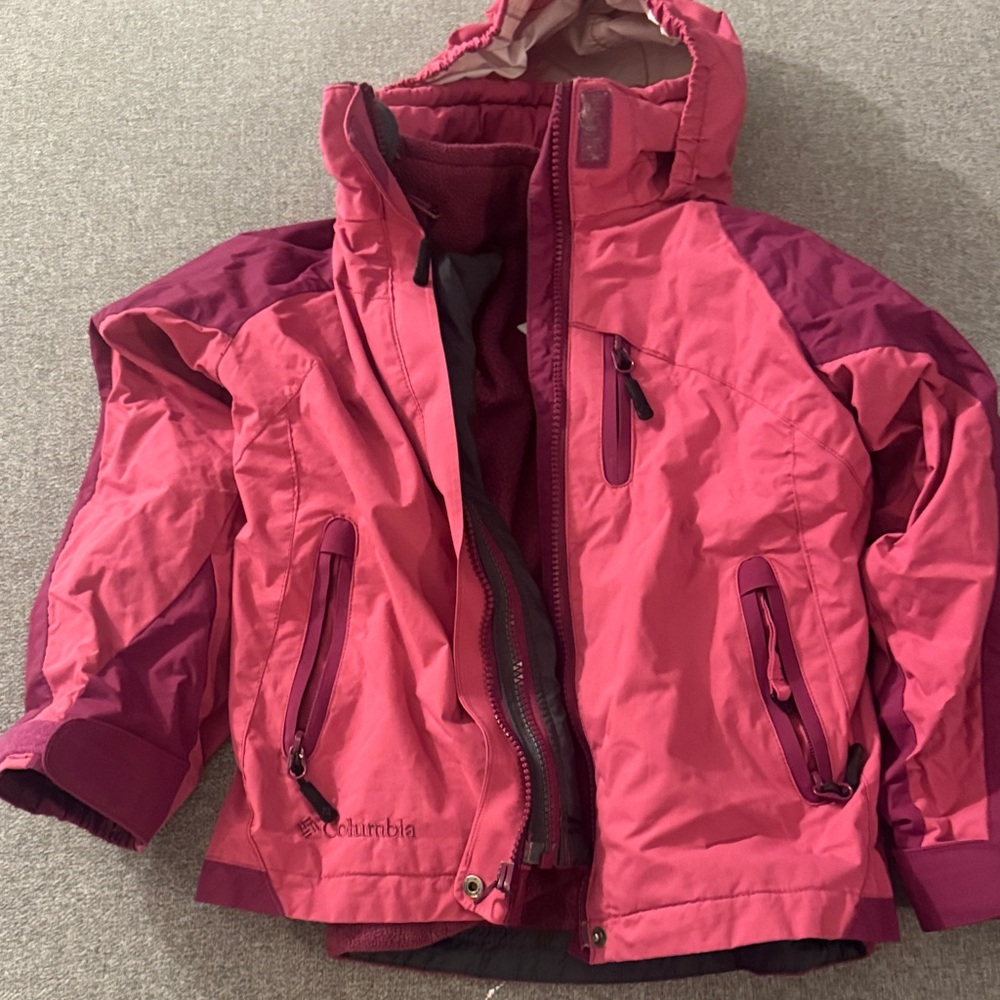 Columbia Pink and Magenta Girls' Hooded Winter Jacket